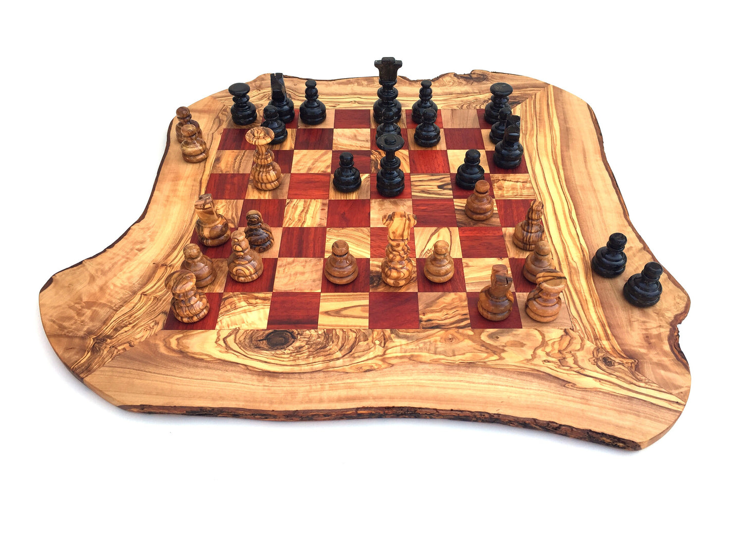 Schachspiel rustikal, Schachbrett Gr. XL inkl. 32er Schachfiguren