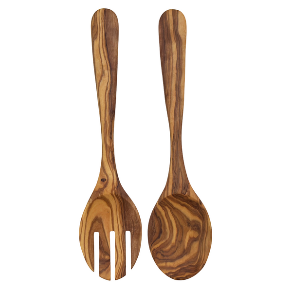 Salatbesteck "Plaisir" oval - handgefertigt & ergonomisch aus Olivenholz