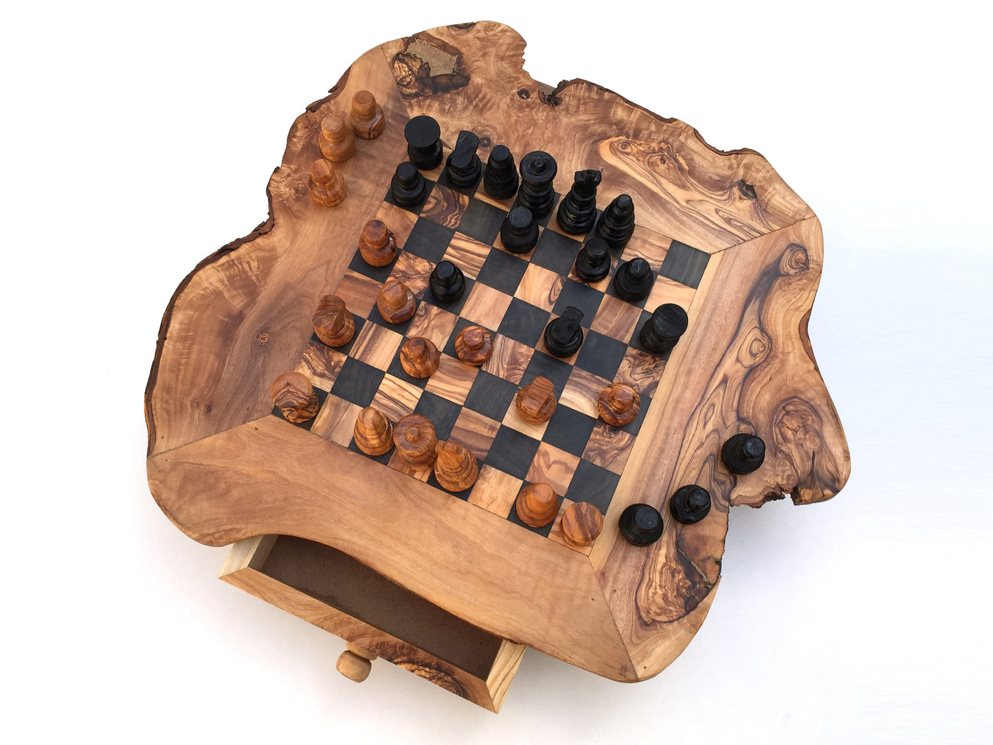 Schachspiel rustikal, Schachtisch Gr. M inkl. 32 Schachfiguren