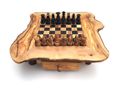 Schachspiel rustikal, Schachtisch Gr. wählbar M/L/XL inkl. Schachfiguren