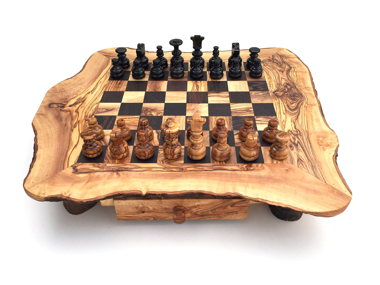 Schachspiel rustikal, Schachtisch Gr. wählbar M/L/XL inkl. Schachfiguren