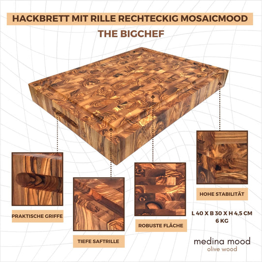 Hackbrett "mosaicmood" rechteckig mit Rille Länge 40x30 cm