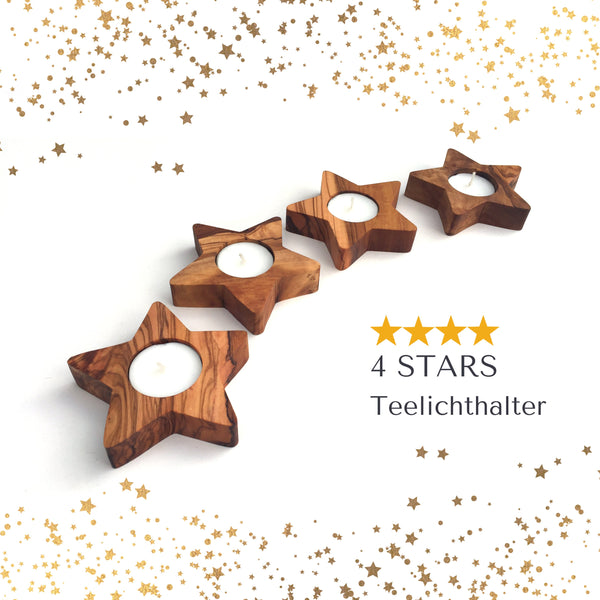 Teelichthalter 4 STARS Kerzenhalter Tischdeko
