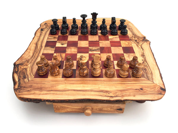 Schachspiel rustikal, Schachtisch Gr. XL inkl. 32er Schachfiguren