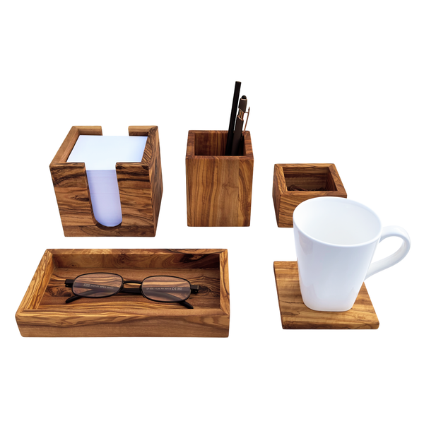 Organizer Schreibtisch Set "My Office" 5 Days - 5 teiliges Set aus Olivenholz