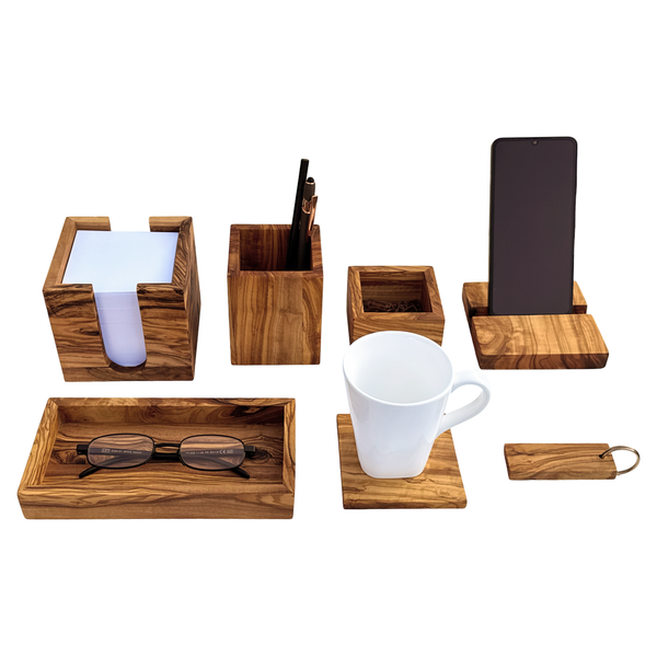 Schreibtisch Set "My Office" 7 Days - 7-teilige Organizer aus Olivenholz
