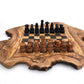 Schachspiel rustikal, Schachbrett Gr. M inkl. Schachfiguren, aus Olivenholz, in Handarbeit, Geschenk.