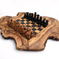 Schachspiel rustikal, Schachbrett Gr. M inkl. Schachfiguren, aus Olivenholz, in Handarbeit, Geschenk.