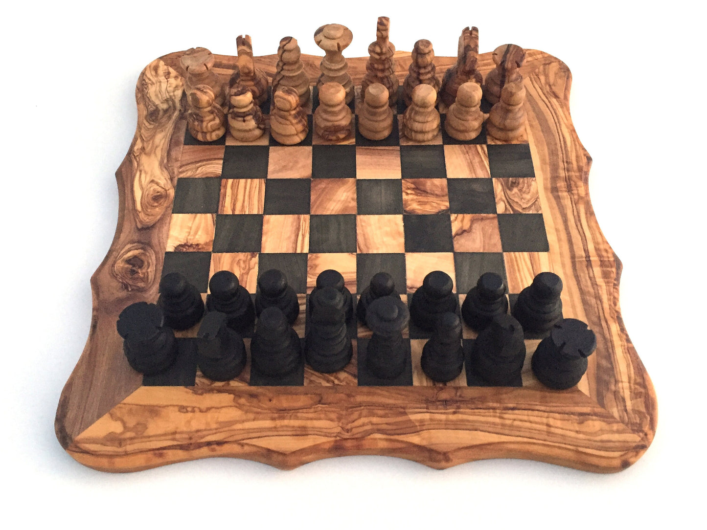 Schachspiel abgerundete Kante, Schachbrett Gr. L inkl. 32 Schachfiguren