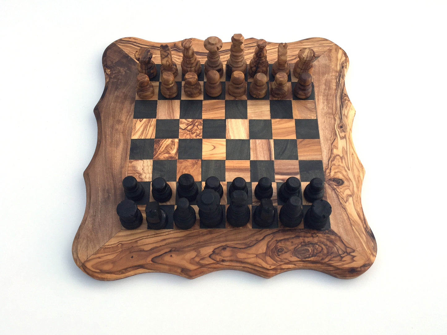 Schachspiel abgerundete Kante, Schachbrett Gr. M inkl. 32 Schachfiguren
