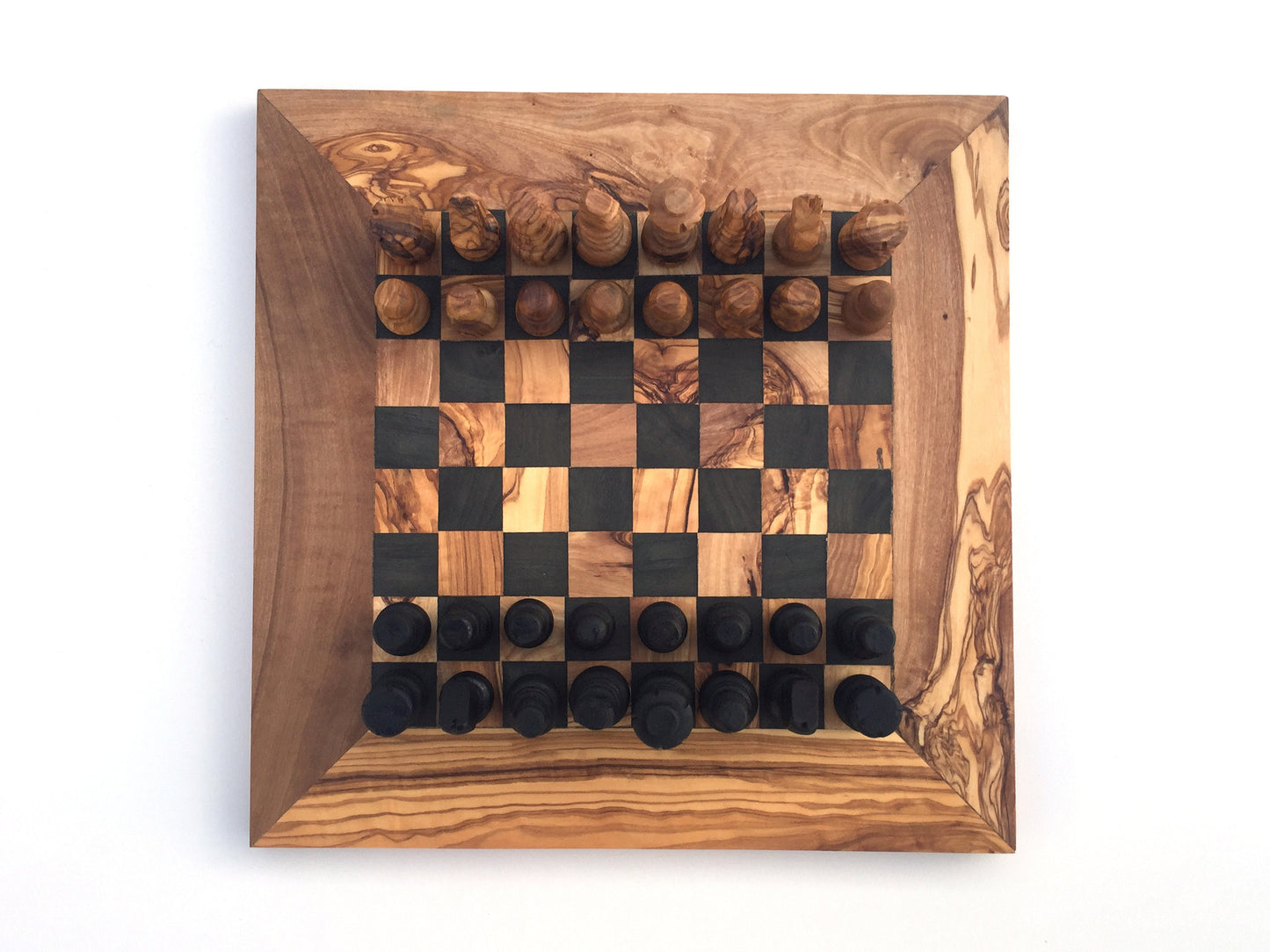 Schachspiel gerade Kante, Schachbrett Gr. M inkl. 32 Schachfiguren