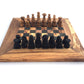 Schachspiel gerade Kante, Schachbrett Gr. M inkl. 32 Schachfiguren