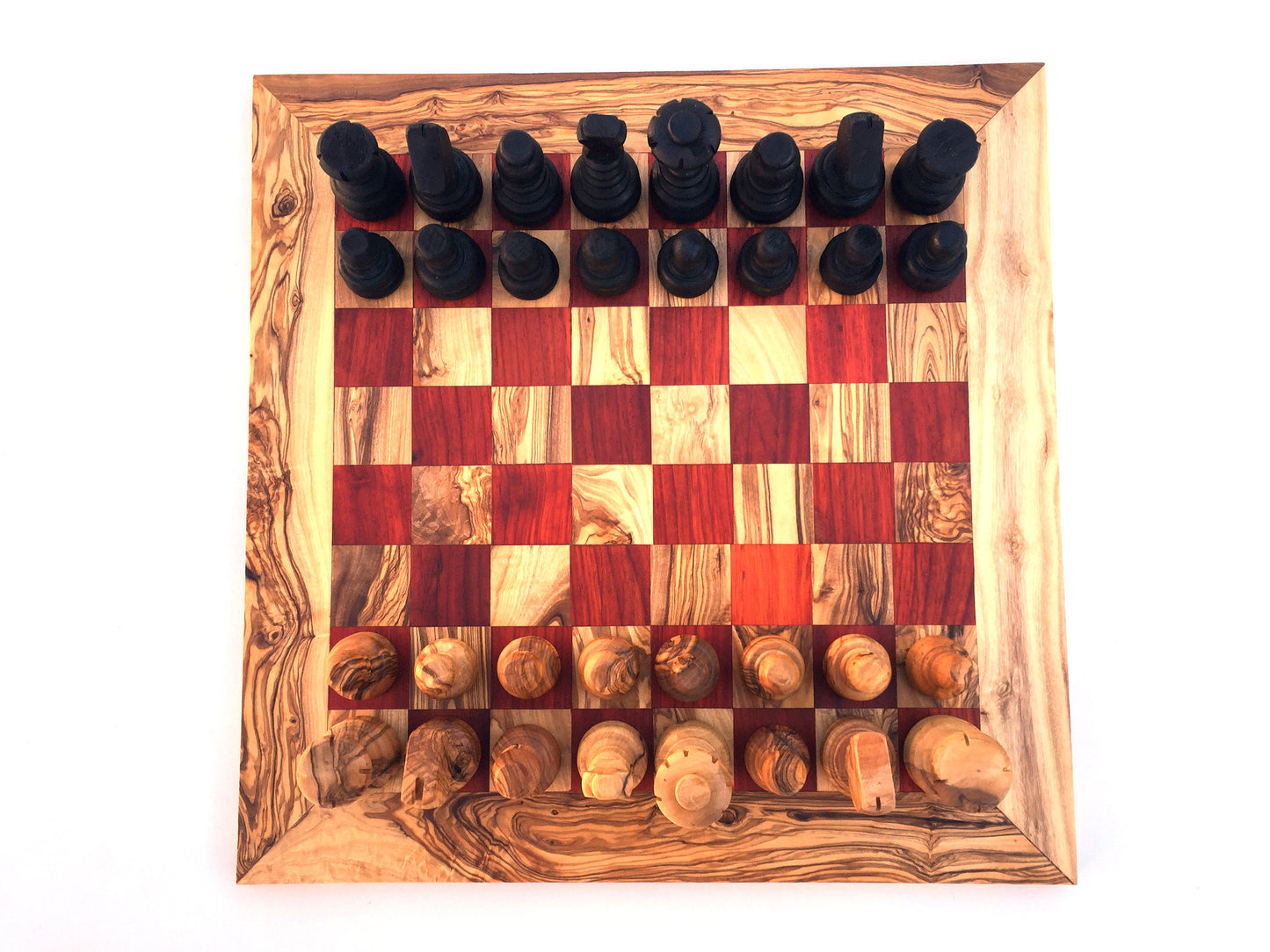 Schachspiel gerade Kante, Schachbrett Gr. L inkl. 32 Schachfiguren aus Marmor