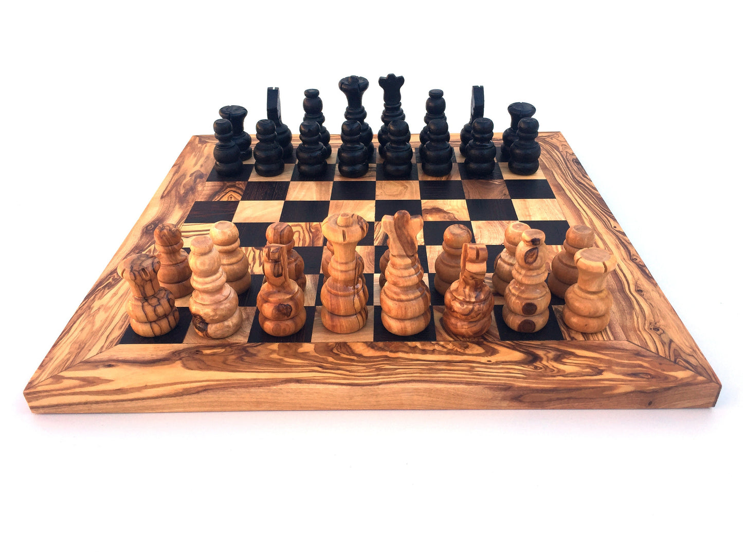 Schachspiel gerade Kante, Schachbrett Gr. L inkl. 32 Schachfiguren