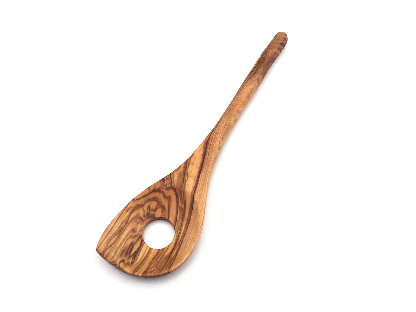 Kochlöffel spitzförmig, gelocht, runder Griff 25/30/35 cm