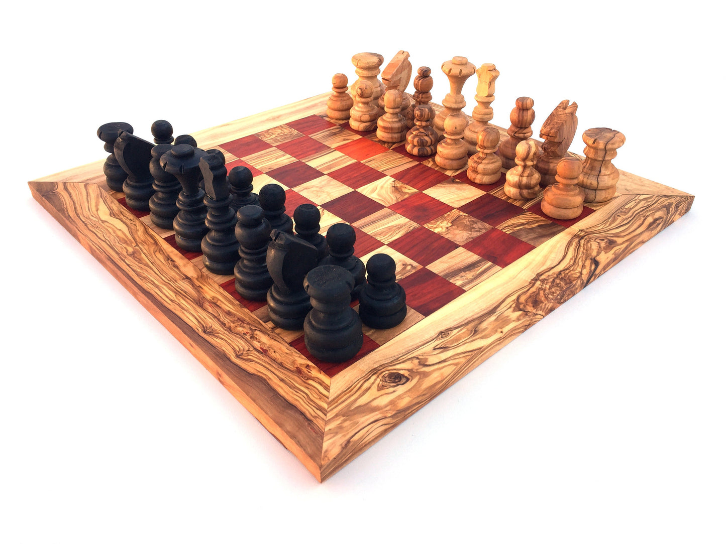 Schachspiel gerade Kante, Schachbrett Gr. L inkl. 32 Schachfiguren aus Marmor