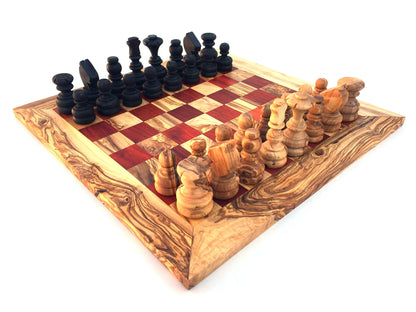 Schachspiel gerade Kante, Schachbrett Gr. L inkl. 32 Schachfiguren aus Marmor